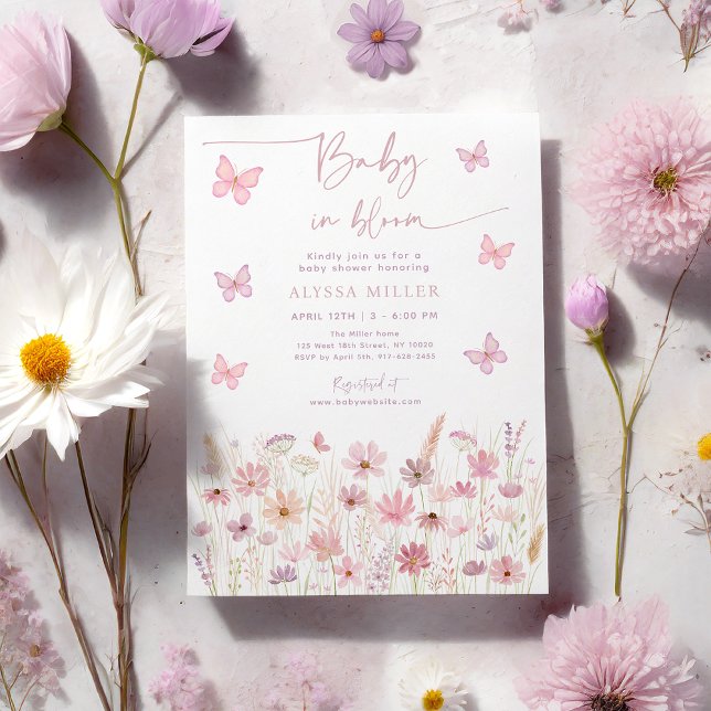 Butterfly Wildblumen Baby in Bloom Baby Dusche Einladung (Von Creator hochgeladen)