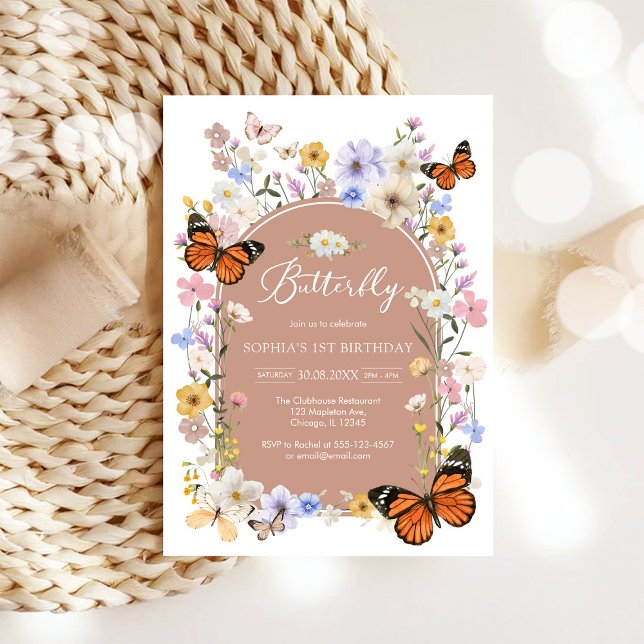 Butterfly Wildflower Baby Shower Invitation Einladung (Von Creator hochgeladen)