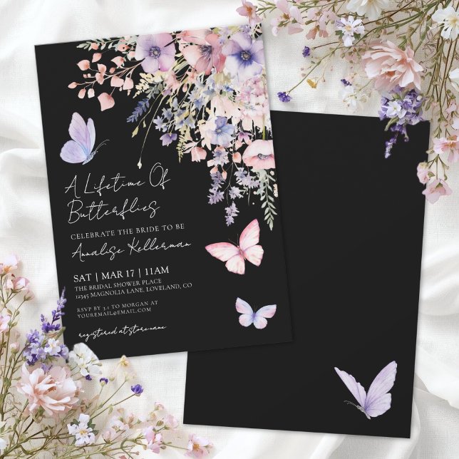 Butterfly Wildflower Bridal Shower Einladung (Butterfly Wildflower Bridal Shower Invitation )