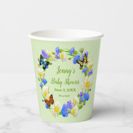 Butterfly Wildlowers Baby Shooting Paper Cups Pappbecher
