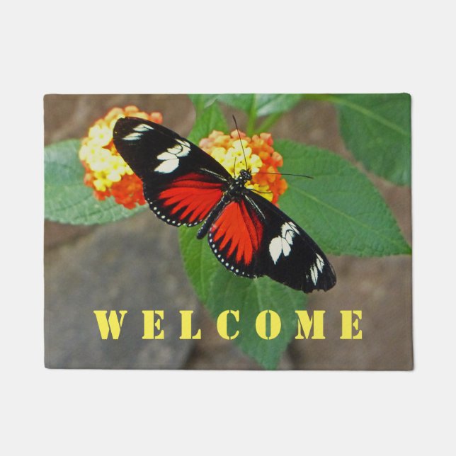 "BUTTERFLY" WILLKOMMEN TÜR MAL FUßMATTE (Vorderseite)