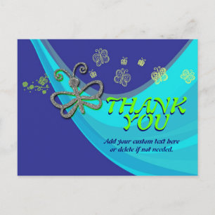 Butterfly Wind Dance Danke, Postcard Postkarte