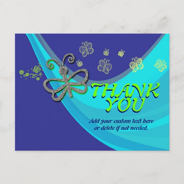 Butterfly Wind Dance Danke, Postcard Postkarte (Vorderseite)