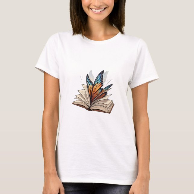 Butterfly Wings Emerging from an Open Book T-Shirt (Vorderseite)