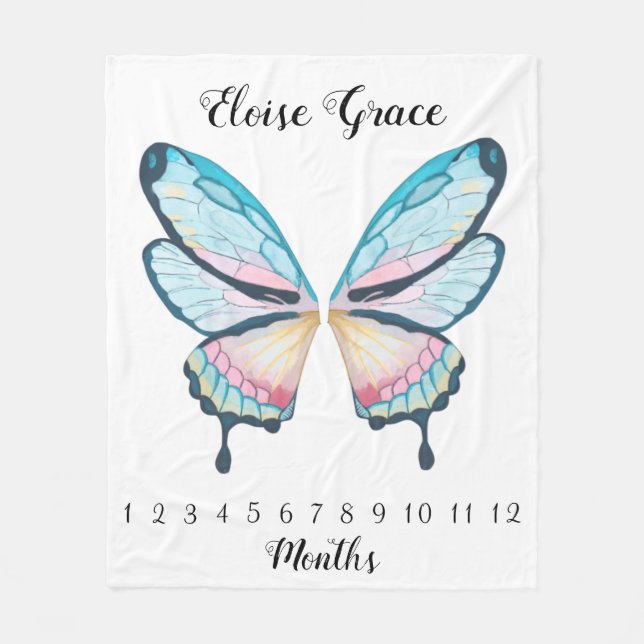 Butterfly Wings Milestone Blanket Fleecedecke (Vorderseite)