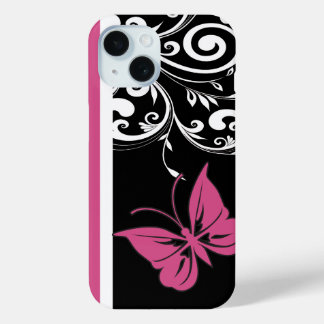 Butterfly Wirbel Cranberry Pink iPhone 15 Hülle