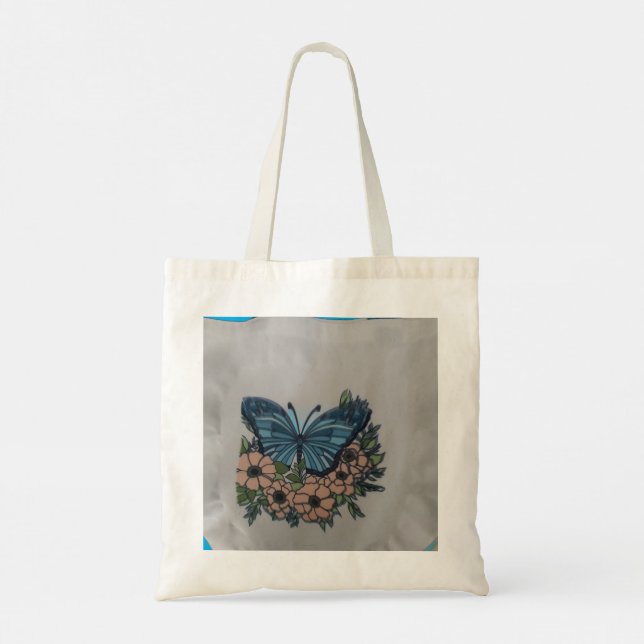 Butterfly with florals tote tragetasche (Rückseite)