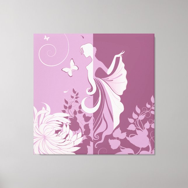 Butterfly Woman Wrapped Canvas Leinwanddruck (Vorderseite)