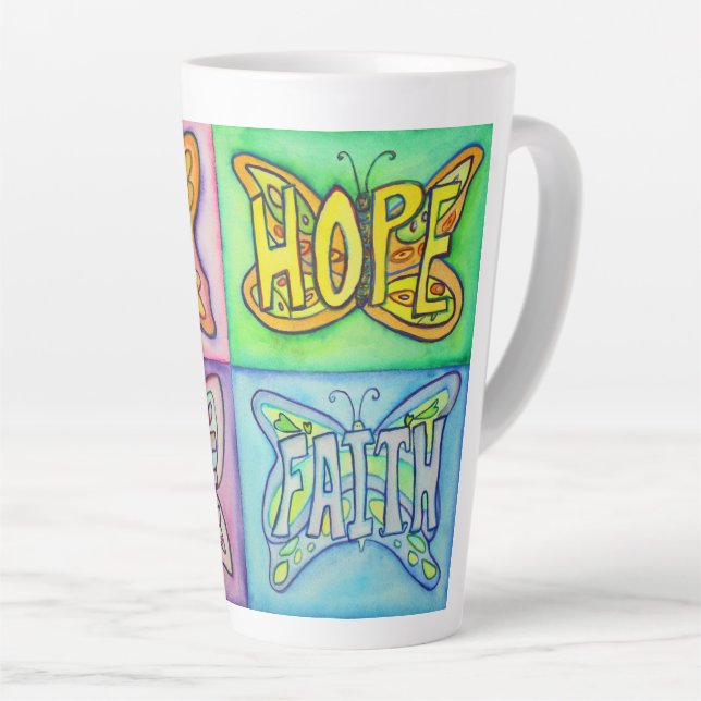 Butterfly Word Art Custom Latte Tasse Cup (Rechte Ecke)