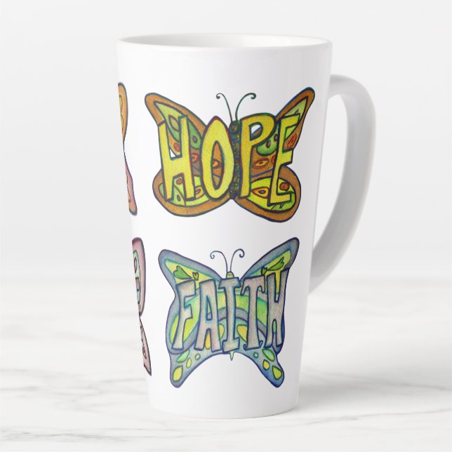Butterfly Word Art Custom Latte Tasse Cup (Rechte Ecke)