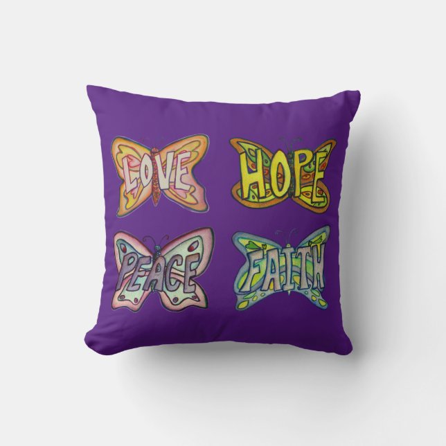 Butterfly Word Art Decorative Accent Throw Kissen (Vorderseite)