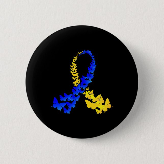 Butterfly World Down Syndrom Day Women Kids Button (Vorderseite)
