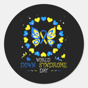 Butterfly World Down Syndrome Day Awareness Socks Runder Aufkleber