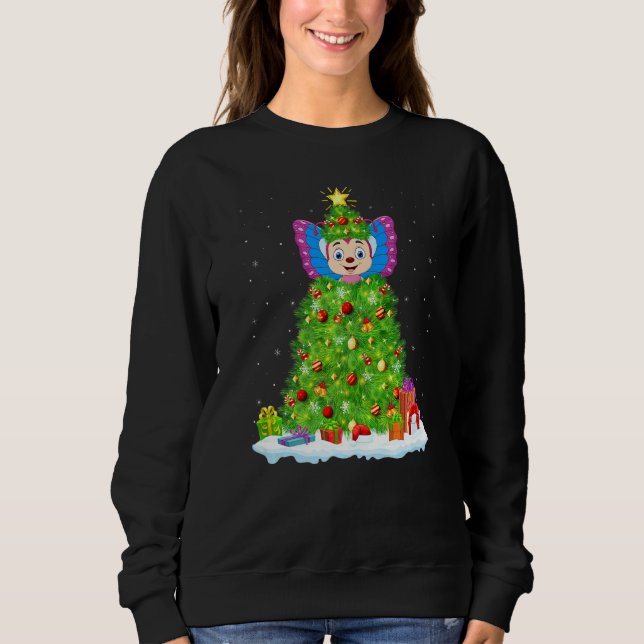 Butterfly Xmas Lighting Tree Funny Butterfly Chris Sweatshirt (Vorderseite)