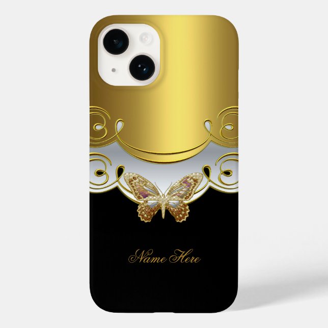 Butterfly Yellow Black Case-Mate iPhone Hülle (Rückseite)