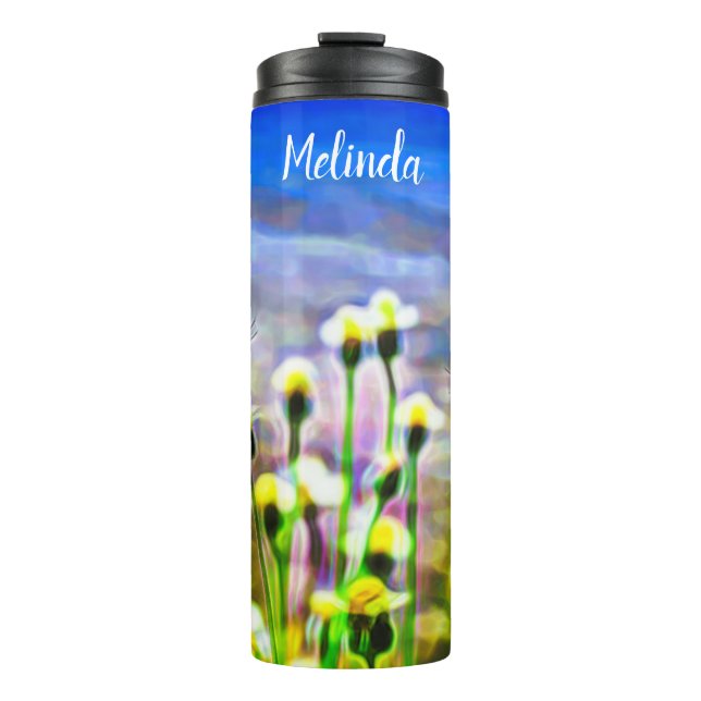 Butterfly Yellow Floral Blue Sky Thermosbecher (Vorderseite)
