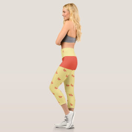 Butterfly Yellow Monogram Modern Trendy Girendy Ni Capri Leggings