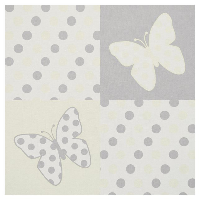 Butterfly Yellow Polka Dots Stoff (Muster)