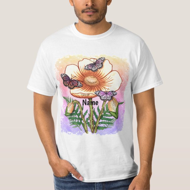Butterfly yellow Poppy  T-Shirt (Vorderseite)