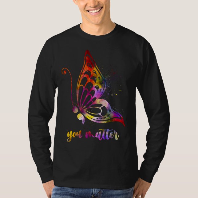Butterfly You Matter LGBT Suicide Prevention Aware T-Shirt (Vorderseite)