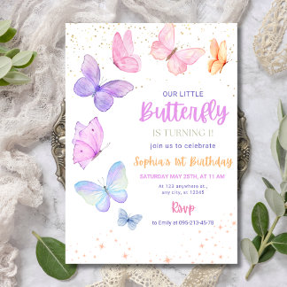 Butterfly zum Geburtstag Einladung, Little Butterf Einladung