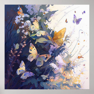 Butterfy Portrait Animal Painting Wildlife Forest Poster