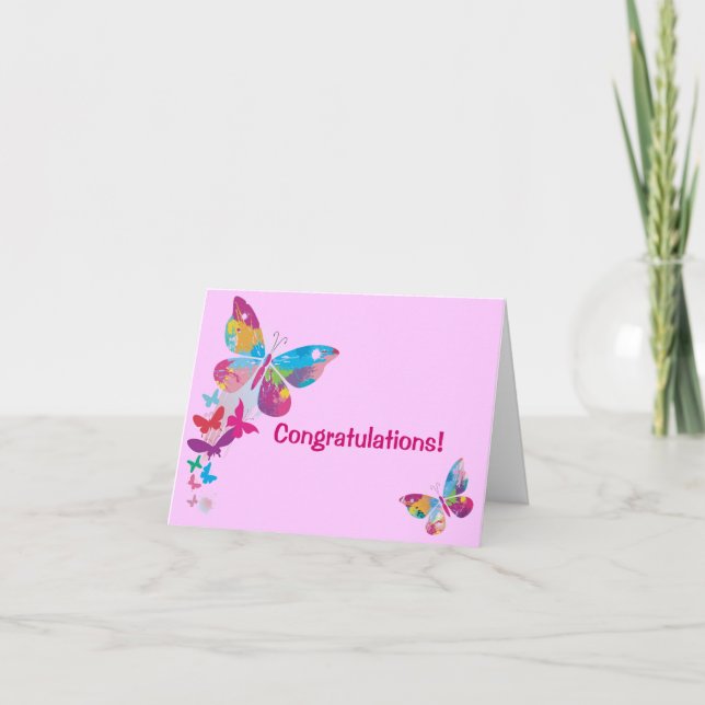 Butterfys Neue Baby Girl Card Karte (Vorderseite)