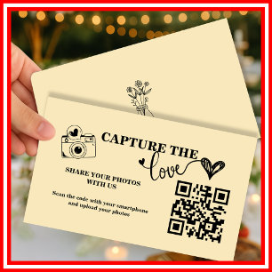 Buttergelb Capture The Love QR-Code Hochzeit Begleitkarte