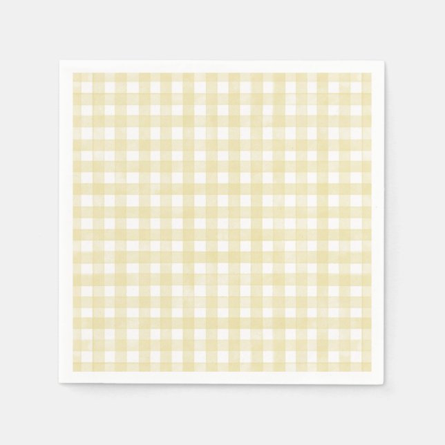 Buttergelb Klassisch Gingham Serviette (Vorderseite)