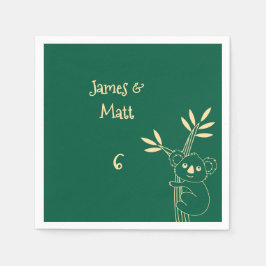 Buttergelb & Rote Australische Tiere Geburtstag Serviette