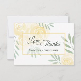 Buttergelb & Salbeirosen Liebe & Dank Hochzeit Dankeskarte