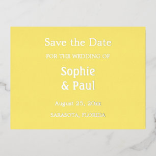 Buttergelb Save the Date Folie Einladungspostkarte