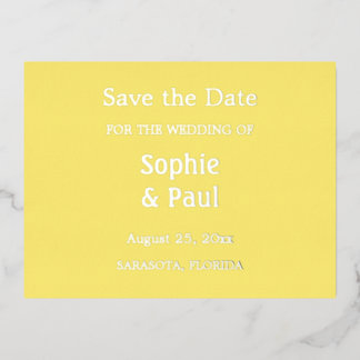 Buttergelb Save the Date Folie Einladungspostkarte