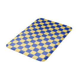 Buttergelb und blau kariertes Brettmuster Badematte