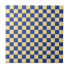 Buttergelb und blau kariertes Brettmuster Fliese