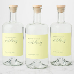 Buttergelb und Minimalistische Hochzeit Alkoholflaschenetikett