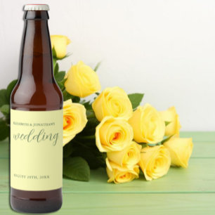 Buttergelb und Minimalistische Hochzeit Bierflaschenetikett