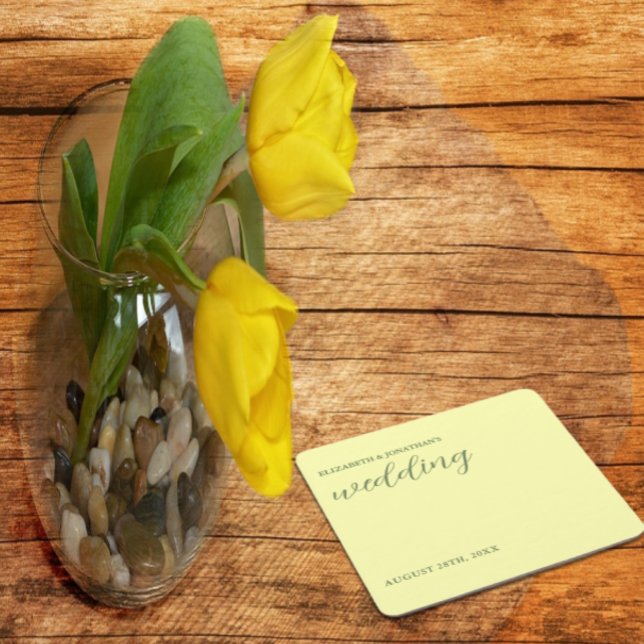 Buttergelb und Minimalistische Hochzeit Rechteckiger Pappuntersetzer (Von Creator hochgeladen)