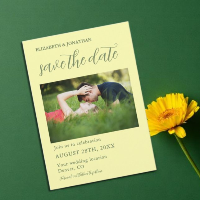 Buttergelb und Minimalistische Hochzeit Save The Date (Von Creator hochgeladen)