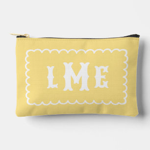 Buttergelb und weiß gewellte Monogramm-Tasche Zubehörtasche