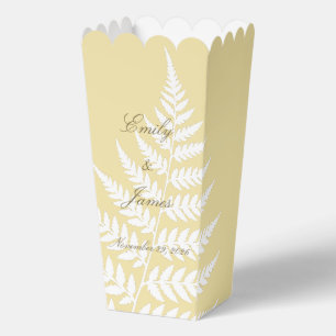 Buttergelb Weiße Fern Elegante Pastell-Popcorntüte Geschenkschachtel