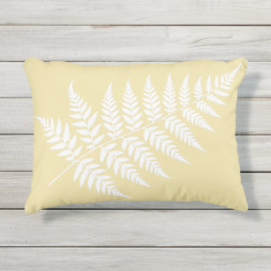 Buttergelb Weiße Wald-Farn-Inspiration Kissen Für Draußen