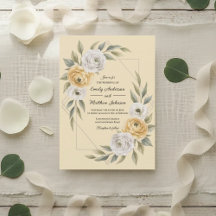 Buttergelbe Aquarell-Blumen-Geometrische Hochzeit
