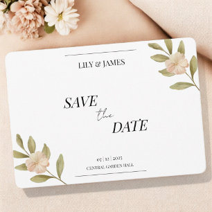 Buttergelbe Aquarell-Blumen Klassische Eleganz  Save The Date