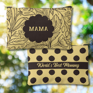 Buttergelbe Blumenprint-Personalisierte Kosmetik Zubehörtasche