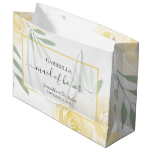 Buttergelbe Boho-Rosen Brautjungfer Hochzeit Große Geschenktüte