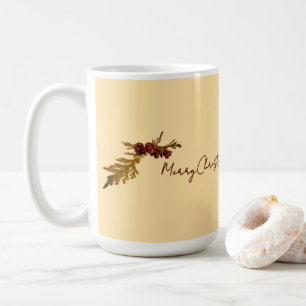 Buttergelbe Botschaft Farne & kleine Tannenzapfen Kaffeetasse