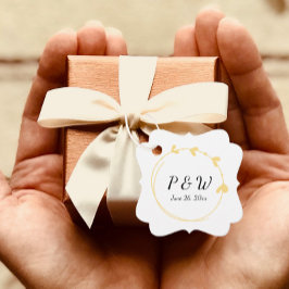 Buttergelbe Einfache Herzkranzkranz-Monogramm-Hoch Geschenkanhänger