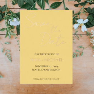 Buttergelbe einfache Hochzeit - Save the Date Folieneinladung