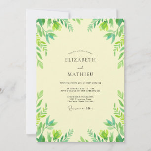 Buttergelbe Eukalyptus-Hochzeit Einladung